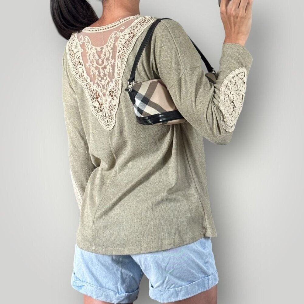 Simply Noelle Boho Chic Lace Crochet Sweater Romantic Flowy Cottagecore S/M